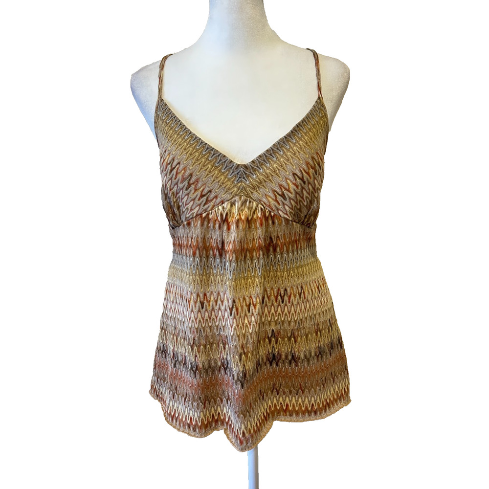 Loft Babydoll Tank Top Retro 90s Y2K Size L Forest Fairy Hues 70s Throwback